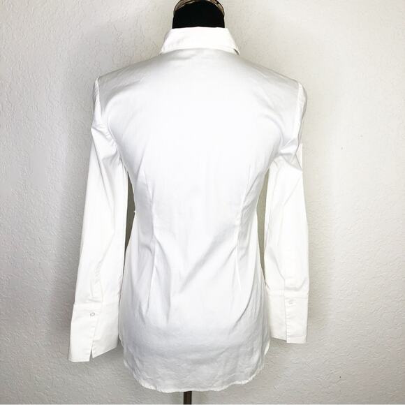 WHBM white button down tie front top size 0 - Picture 2 of 14